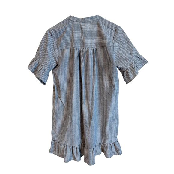 Entro Boho Dress Womens S Blue Stripe Embroidered Floral Ruffle Cotton Cottage - Picture 3 of 12